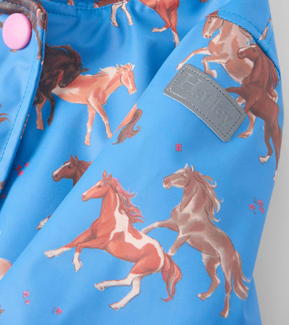 Girls Tinsel Horses Sherpa Lined Button-Up Rain Jacket - Hatley Girls