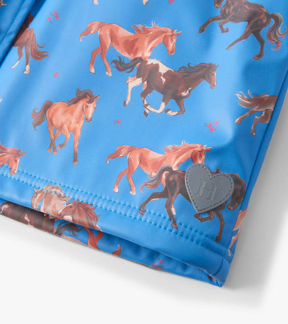 Girls Tinsel Horses Sherpa Lined Button-Up Rain Jacket - Hatley Girls