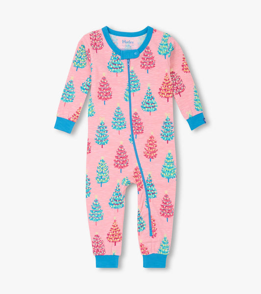 Baby Girls Pink Bottle Brush Trees Glow in the Dark Cotton Sleeper - Hatley Baby & Toddler