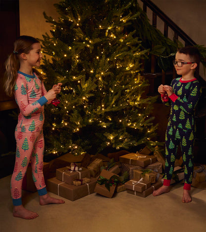 Girls Pink Bottle Brush Trees Glow in the Dark Cotton Pajama Set - Hatley Girls