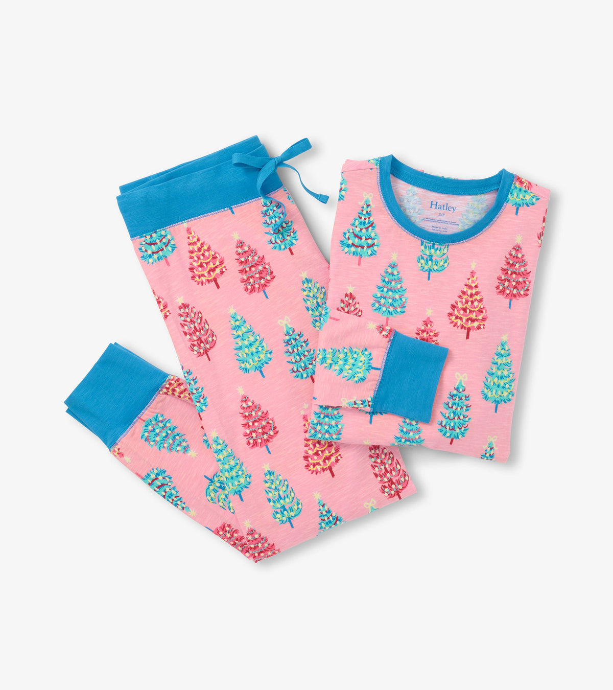 Women's Pink Bottle Brush Trees Glow in the Dark Cotton Pajama Set - Hatley Women