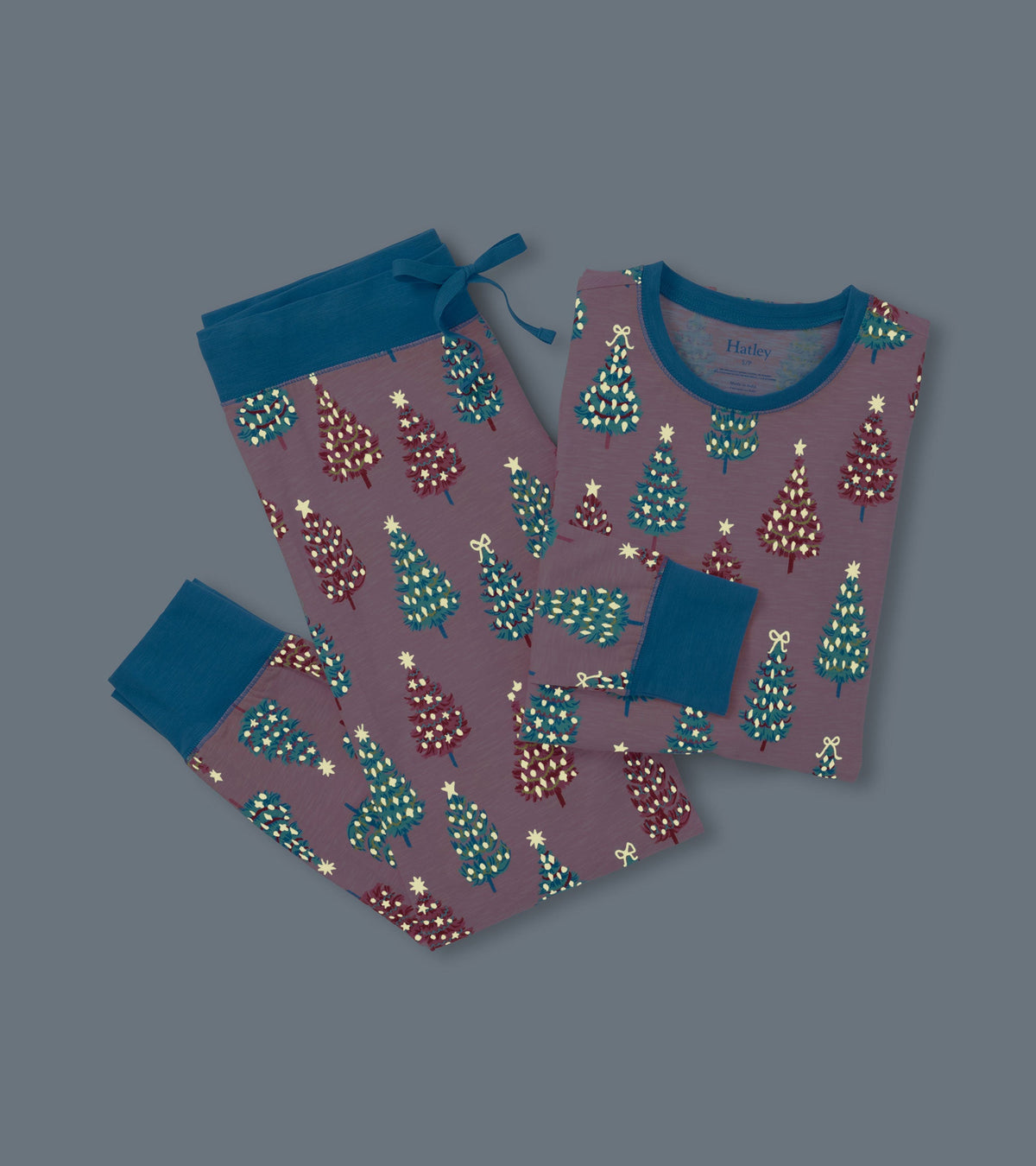 Women's Pink Bottle Brush Trees Glow in the Dark Cotton Pajama Set - Hatley Women