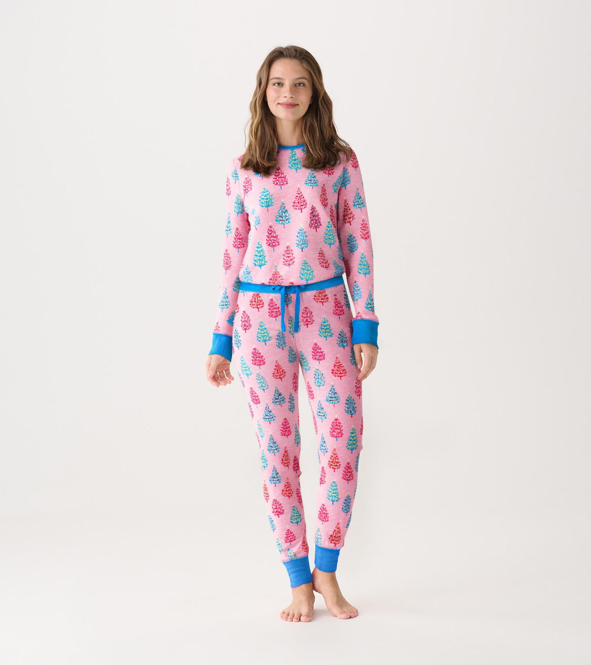 Women's Pink Bottle Brush Trees Glow in the Dark Cotton Pajama Set - Hatley Women