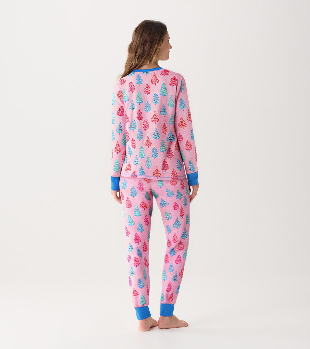Women's Pink Bottle Brush Trees Glow in the Dark Cotton Pajama Set - Hatley Women