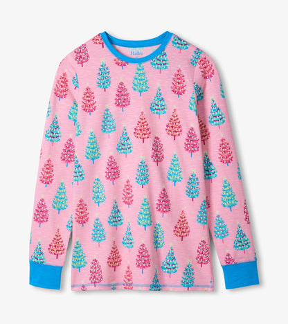 Women's Pink Bottle Brush Trees Glow in the Dark Cotton Pajama Set - Hatley Women