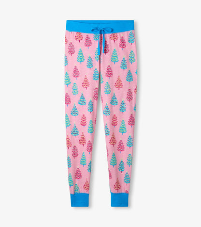 Women's Pink Bottle Brush Trees Glow in the Dark Cotton Pajama Set - Hatley Women