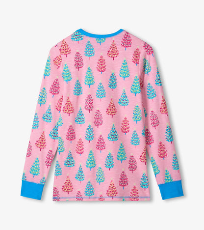 Women's Pink Bottle Brush Trees Glow in the Dark Cotton Pajama Set - Hatley Women
