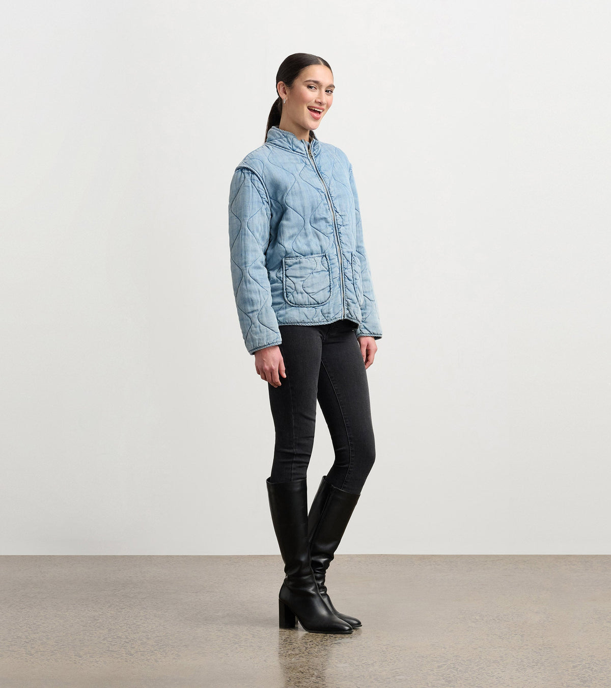 Quilted Tencel Jacket - Washed Blue - Hatley Women