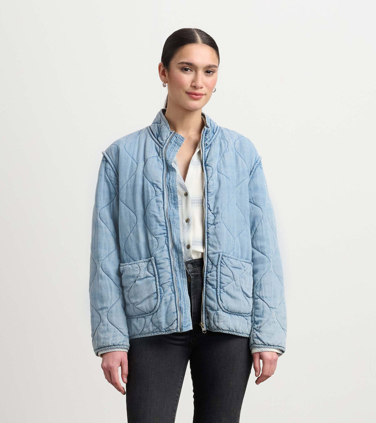Quilted Tencel Jacket - Washed Blue - Hatley Women