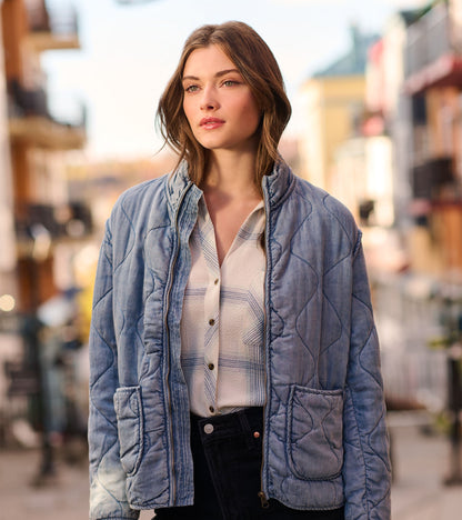 Quilted Tencel Jacket - Washed Blue - Hatley Women