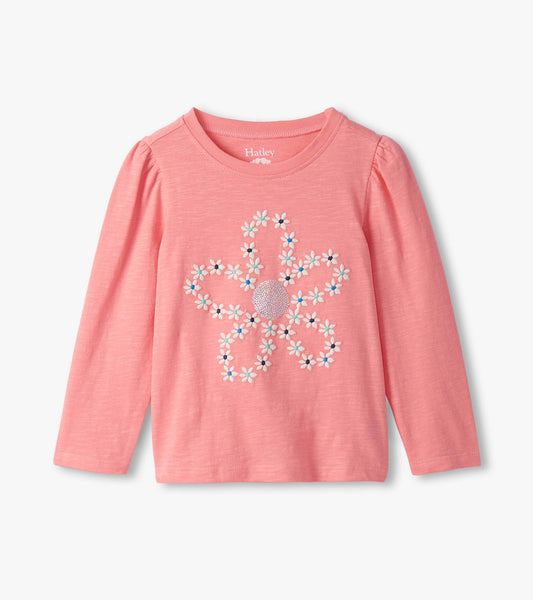 Girls Embroidered Flowers Puff Sleeve Graphic Tee - Hatley Girls
