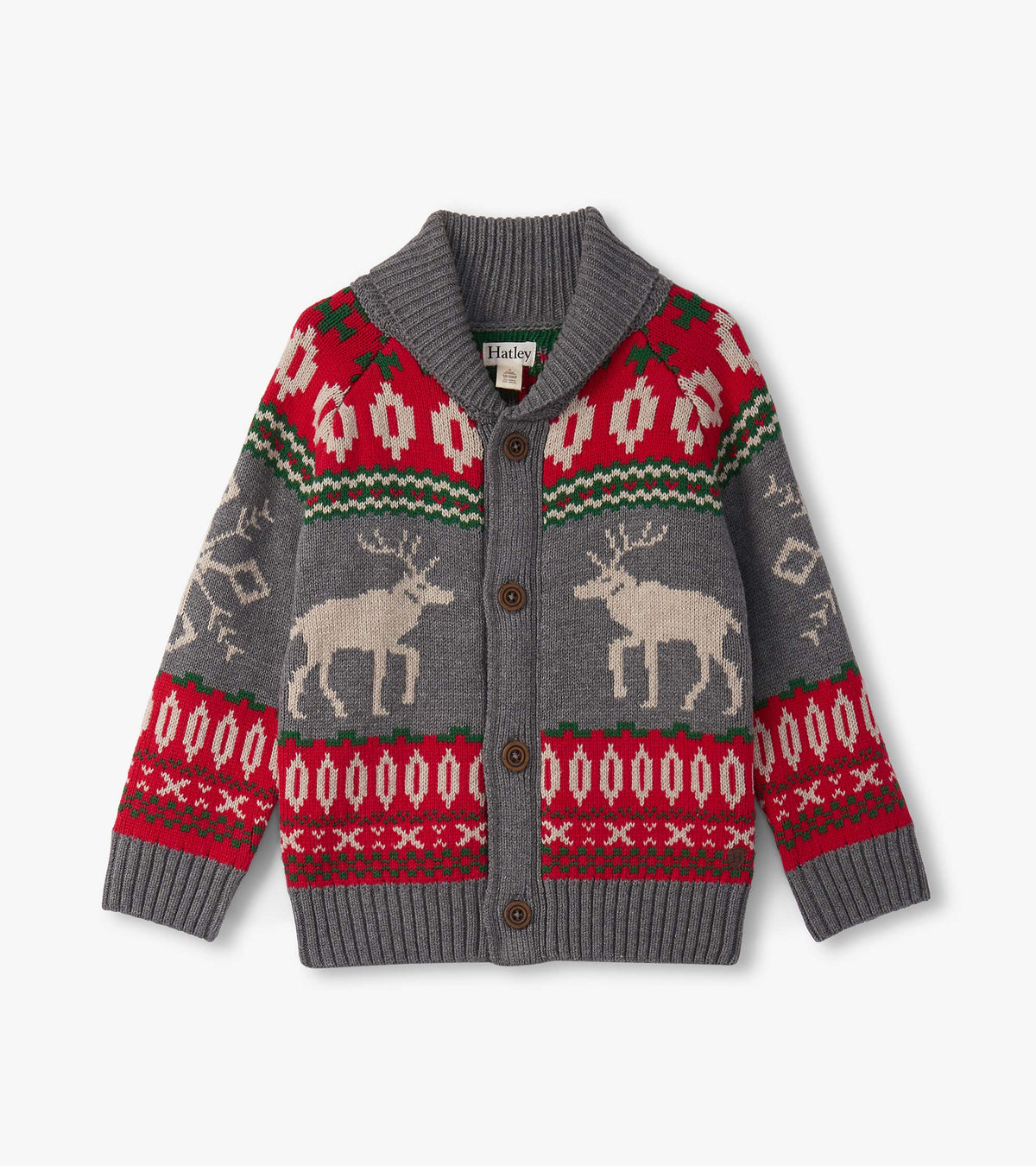 Boys Winter Elk Shawl Collar Cardigan - Hatley Boys