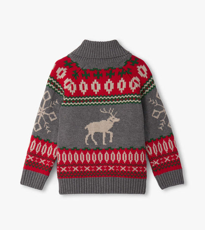 Boys Winter Elk Shawl Collar Cardigan - Hatley Boys