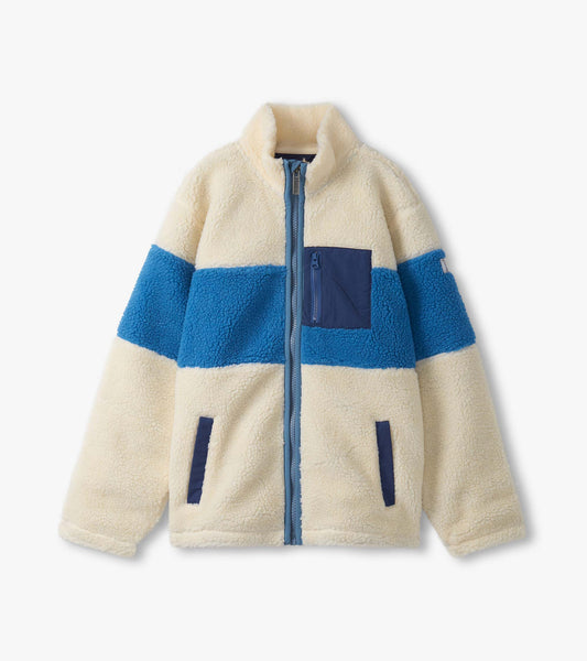 Boys White Smoke Faux Sherpa Zip-Up Jacket - Hatley Boys