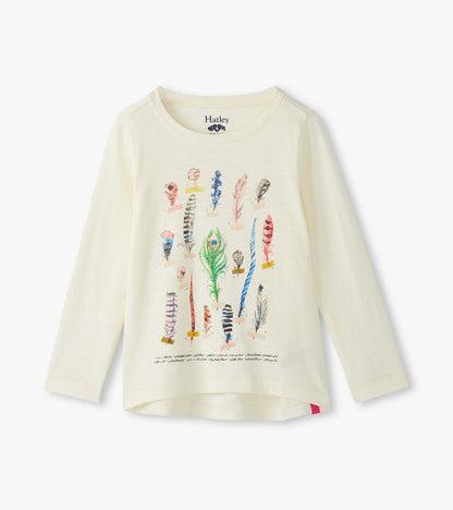 Girls Feathers Long Sleeve Graphic Tee - Hatley Girls