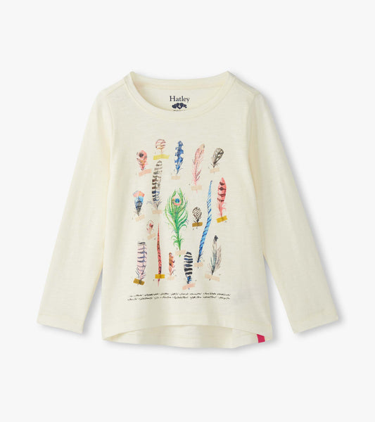 Girls Feathers Long Sleeve Graphic Tee - Hatley Girls