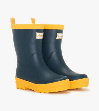 Kids Navy & Yellow Matte Rain Boots - Hatley Girls|Boys