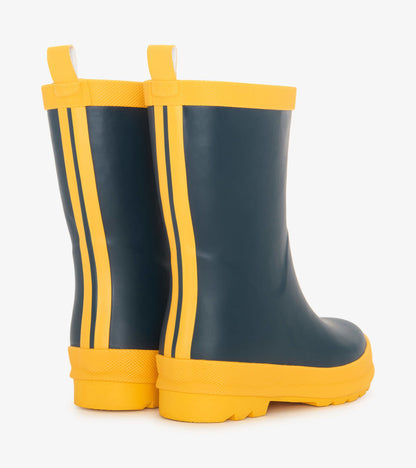 Kids Navy & Yellow Matte Rain Boots - Hatley Girls|Boys