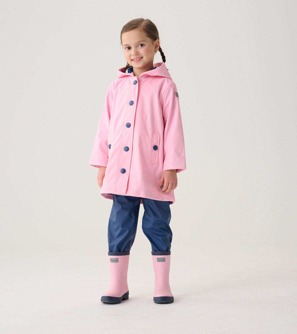 Kids Pink & Navy Matte Rain Boots - Hatley Girls