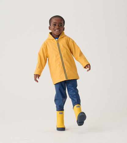Kids Yellow & Navy Matte Rain Boots - Hatley Girls|Boys