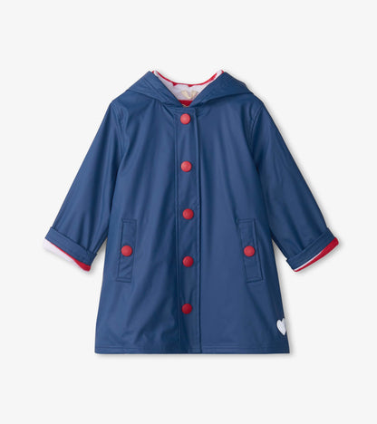 Kids Navy & Red Button-Up Rain Jacket - Hatley Girls|Boys