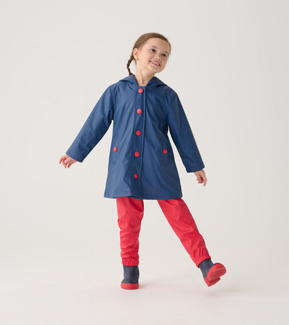 Kids Navy & Red Button-Up Rain Jacket - Hatley Girls|Boys
