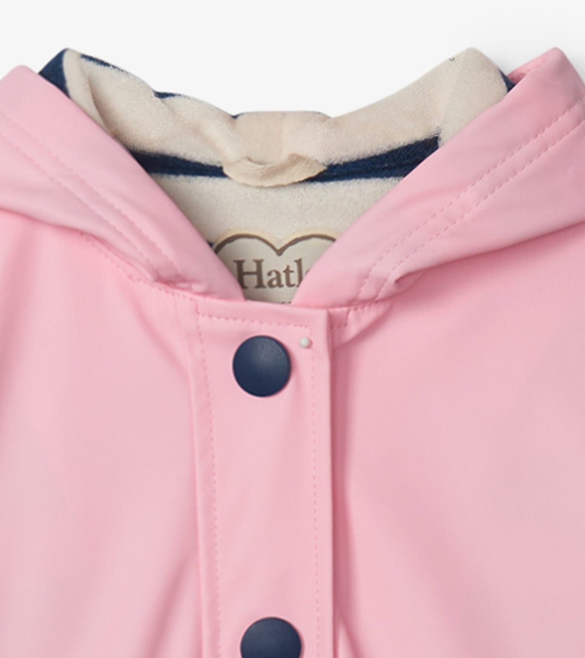 Girls Pink & Navy Button-Up Rain Jacket - Hatley Girls
