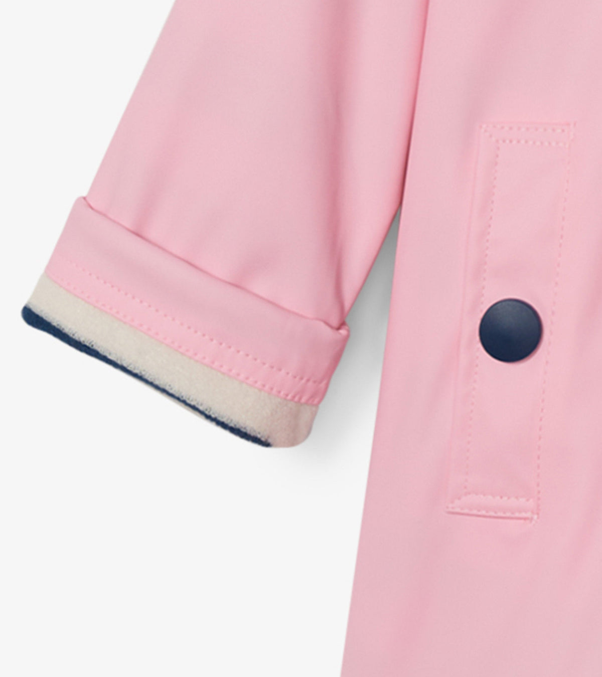 Girls Pink & Navy Button-Up Rain Jacket - Hatley Girls