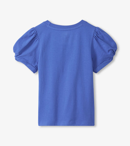 Girls Amparo Blue Twisted Sleeve T-Shirt - Hatley Girls