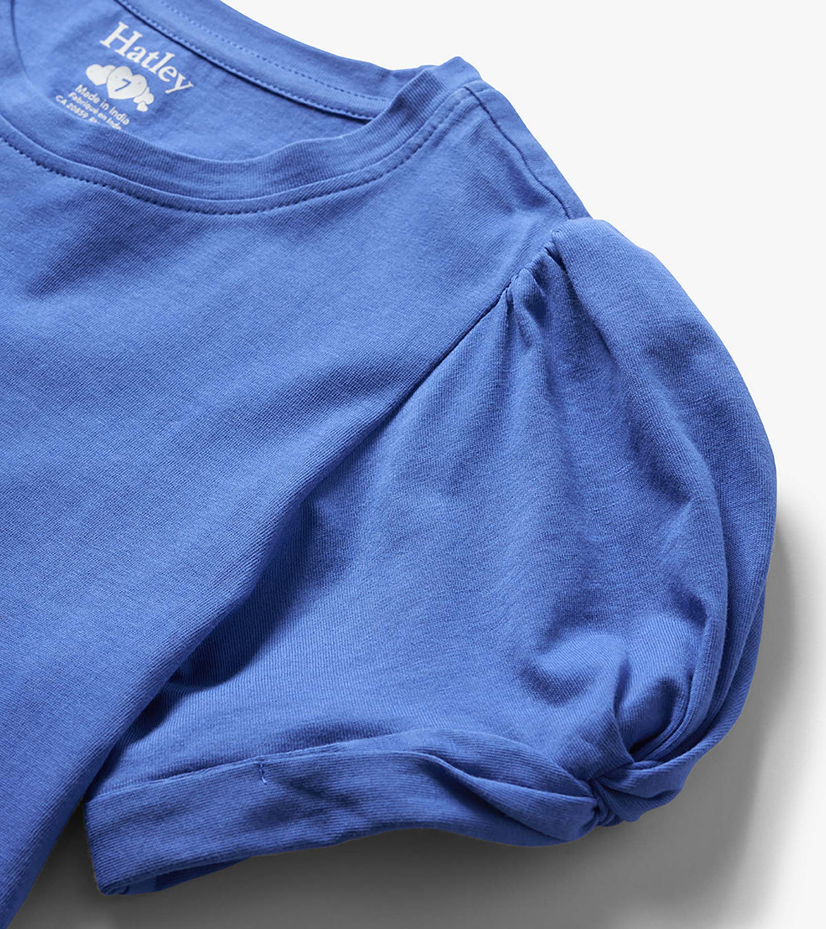 Girls Amparo Blue Twisted Sleeve T-Shirt - Hatley Girls