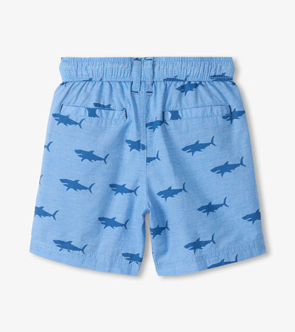 Boys Sharks Oxford Woven Shorts - Hatley Boys