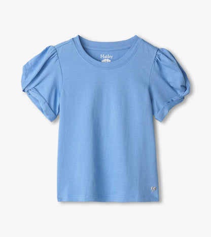 Girls Cornflower Blue Twisted Sleeve Tee - Hatley Girls