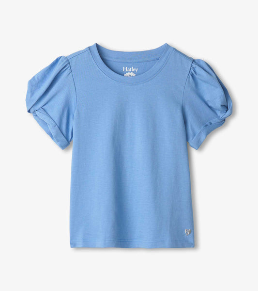 Girls Cornflower Blue Twisted Sleeve Tee - Hatley Girls