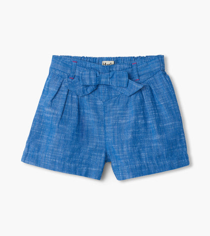 Girls Chambray Paper Bag Shorts - Hatley Girls