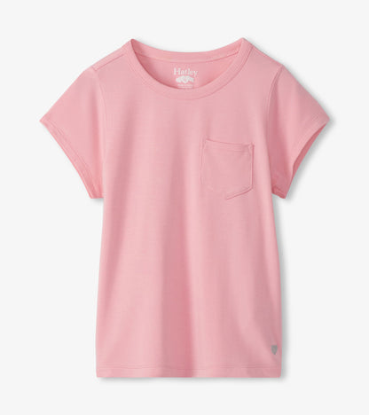 Girls Candy Pink Pocket T-Shirt - Hatley Girls