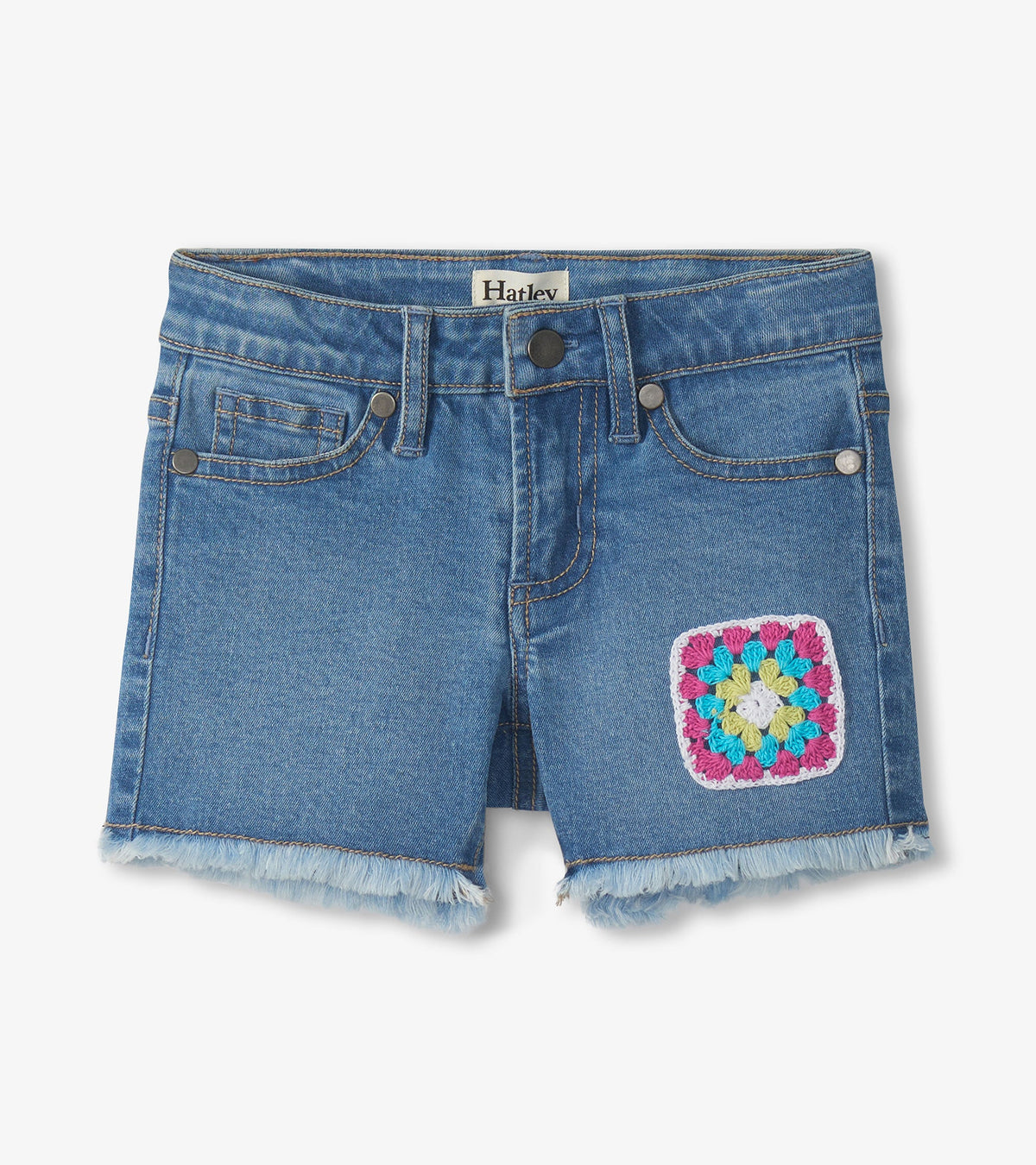 Girls Crochet Patch Denim Shorts - Hatley Girls