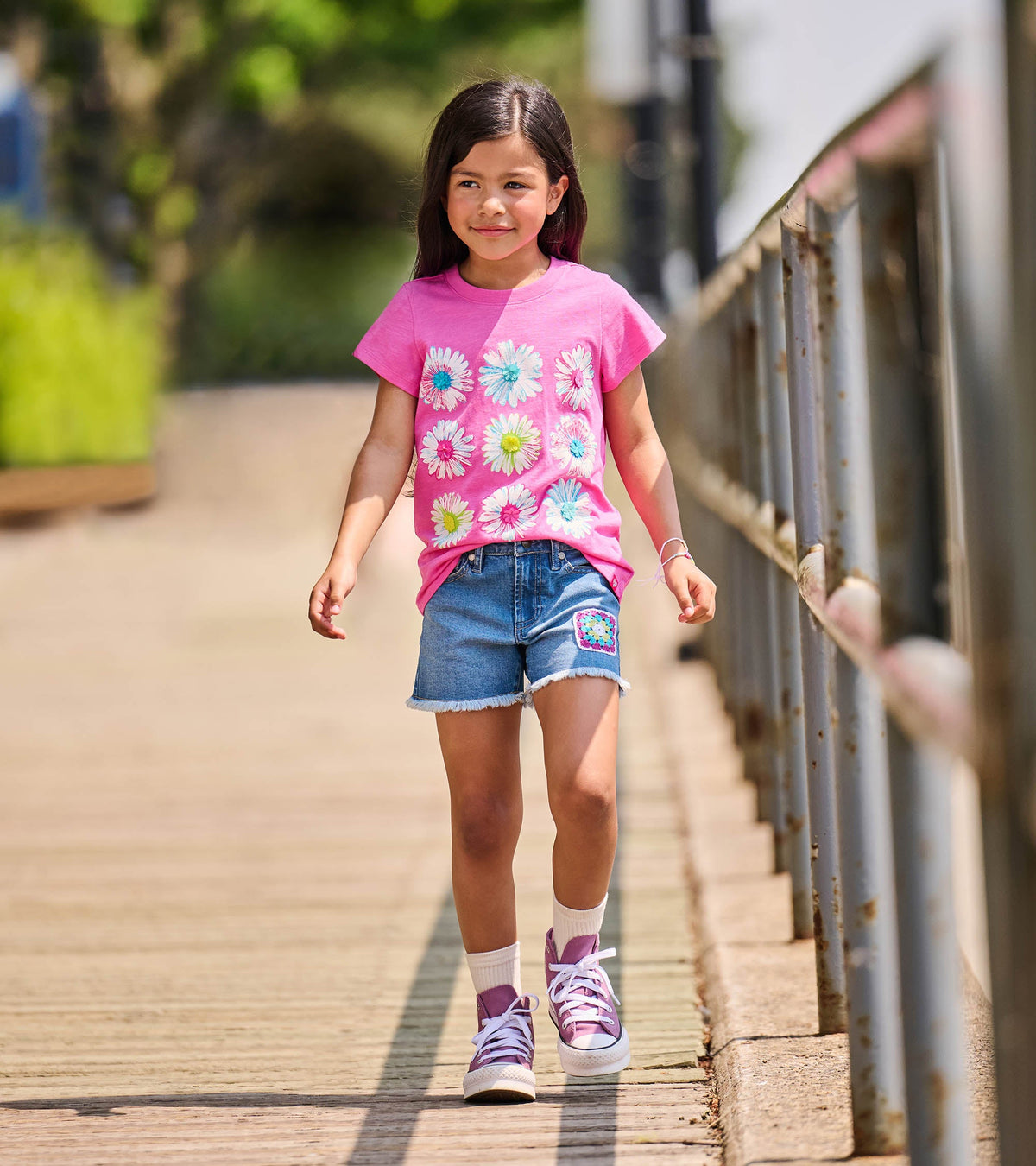 Girls Crochet Patch Denim Shorts - Hatley Girls