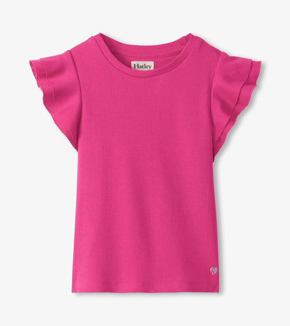 Girls Raspberry Rose Ruffle Sleeve Tank - Hatley Girls