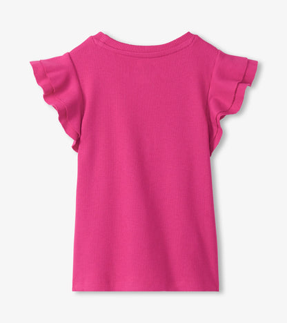 Girls Raspberry Rose Ruffle Sleeve Tank - Hatley Girls