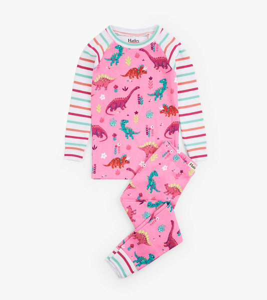 Girls Darling Dinos Cotton Raglan Pajama Set - Hatley Girls