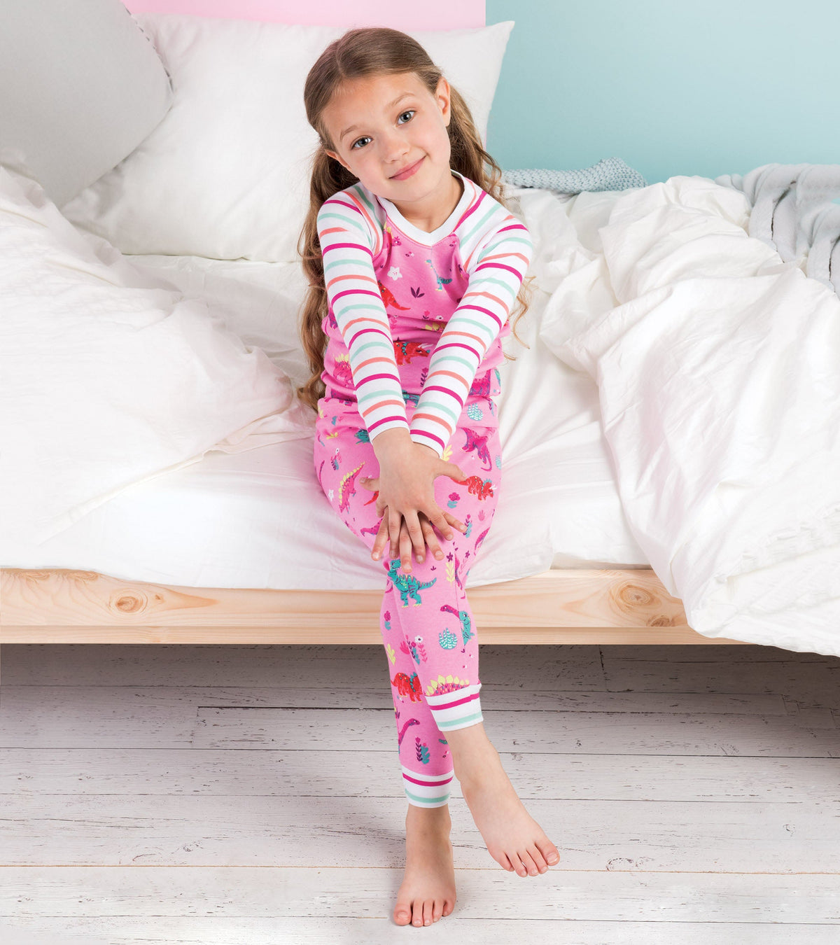 Girls Darling Dinos Cotton Raglan Pajama Set - Hatley Girls