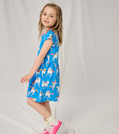 Unicorn Sky Dance Short Sleeved Skater Dress - Hatley Girls