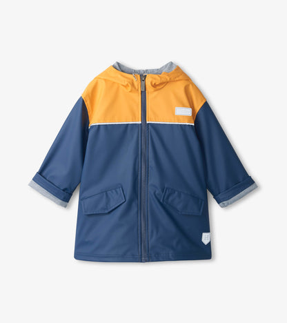 Kids Yellow & Navy Zip-Up Rain Jacket - Hatley Boys|Girls