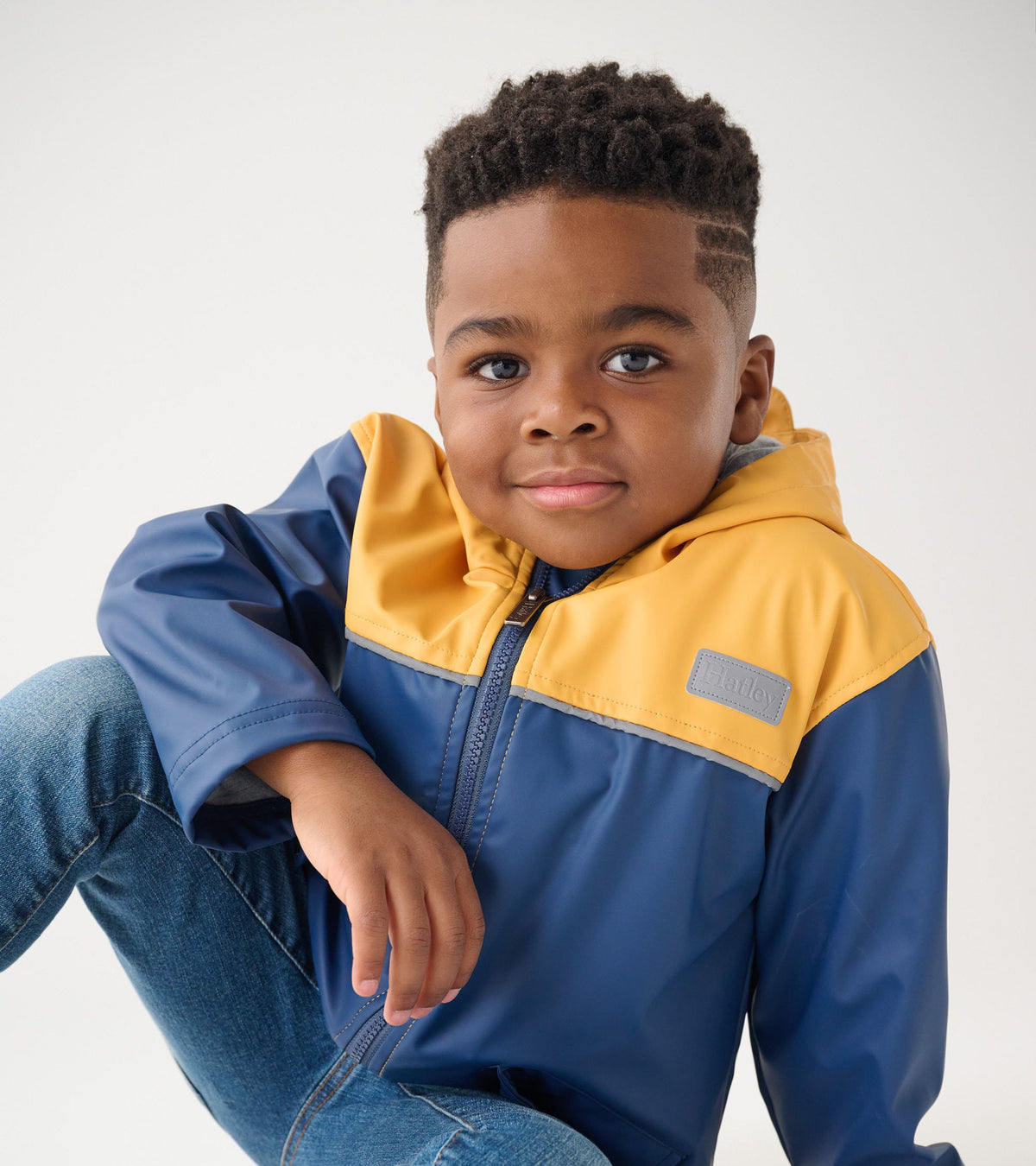 Kids Yellow & Navy Zip-Up Rain Jacket - Hatley Boys|Girls