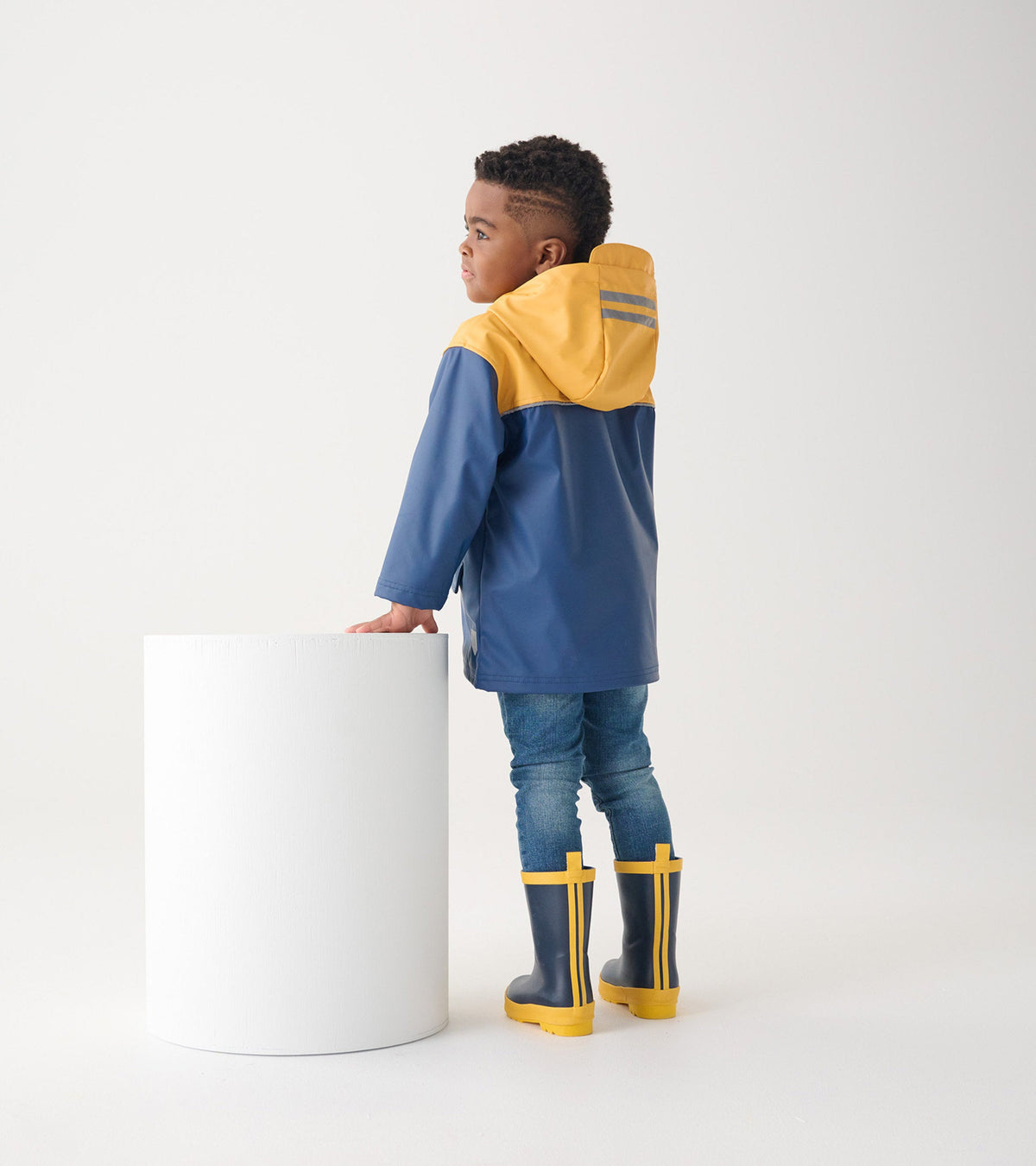Kids Yellow & Navy Zip-Up Rain Jacket - Hatley Boys|Girls