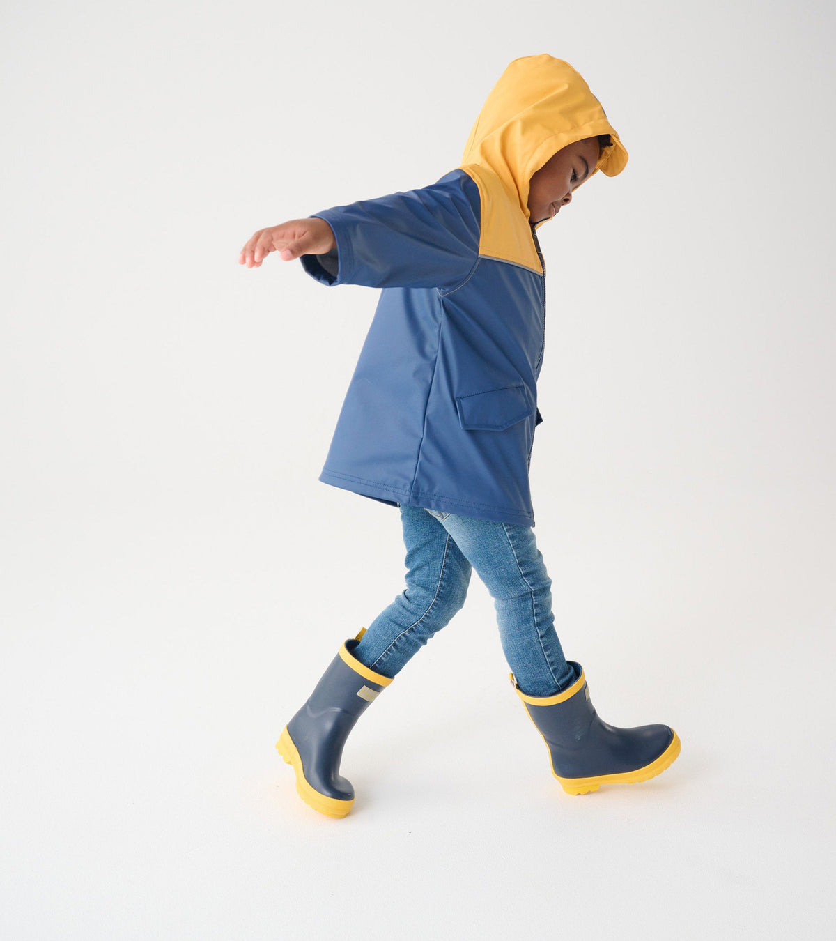 Kids Yellow & Navy Zip-Up Rain Jacket - Hatley Boys|Girls