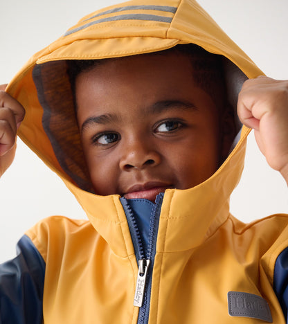 Kids Yellow & Navy Zip-Up Rain Jacket - Hatley Boys|Girls