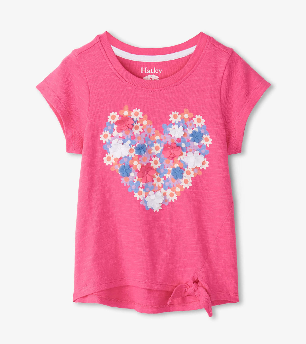Girls Chiffon Heart Tie Front T-Shirt - Hatley Girls