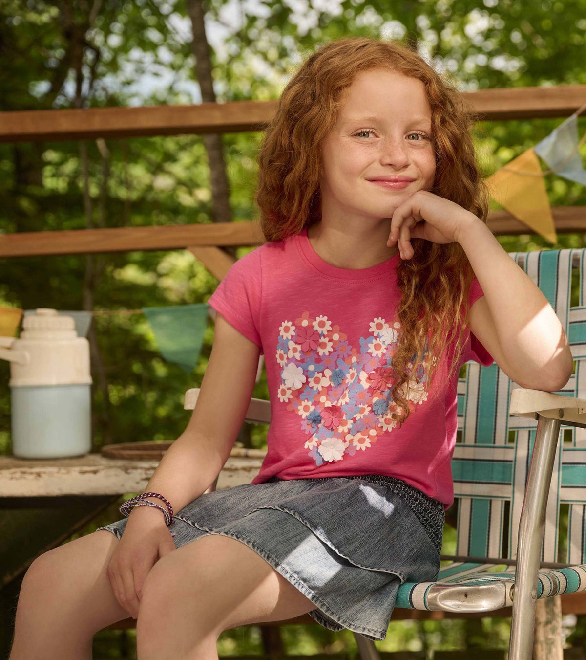 Girls Chiffon Heart Tie Front T-Shirt - Hatley Girls