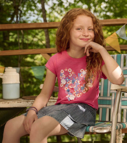 Girls Chiffon Heart Tie Front T-Shirt - Hatley Girls